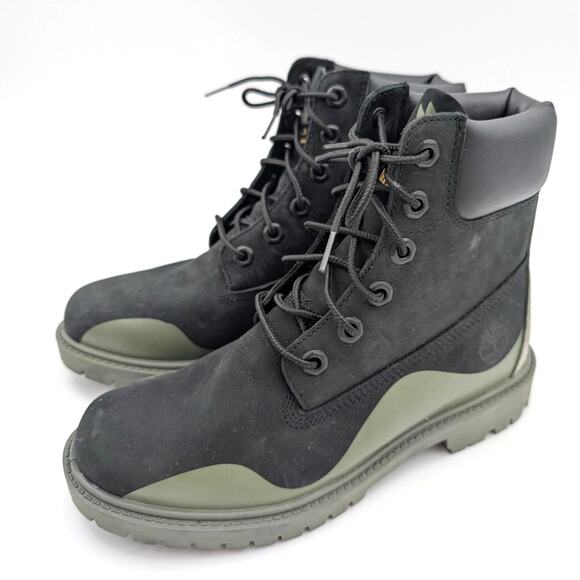 Timberland 6" Premium Waterproof Boot Women's Black Nubuck/Green Size US6 EU37 - Picture 1 of 15